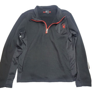 SPYDER Men's Medium Jacket‎ 1/4 Zip Black Pockets Pullover Logo